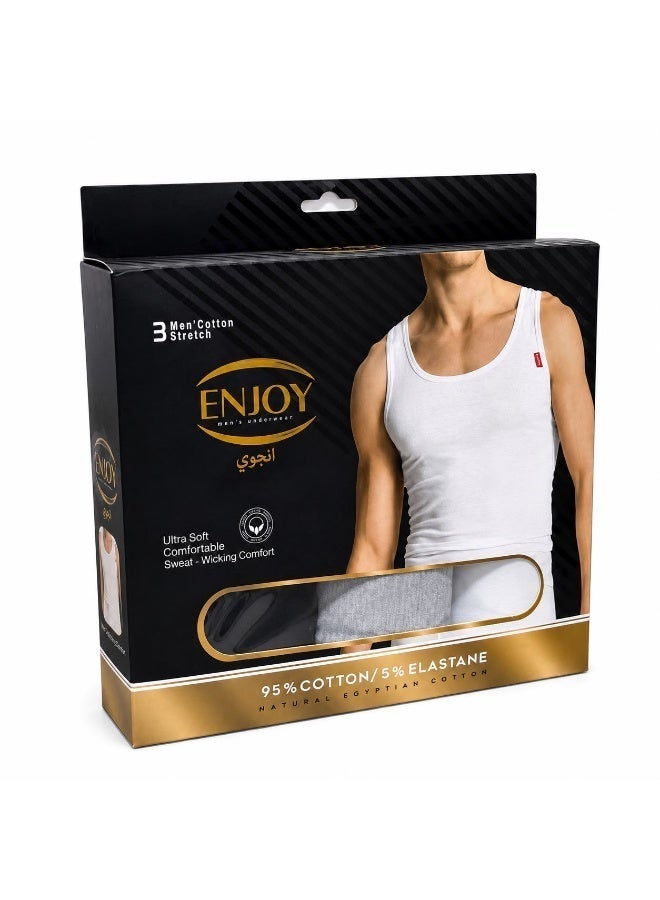 Enjoy Men's Cotton Underwear Set - 3 Pieces Undershirt - Image 1