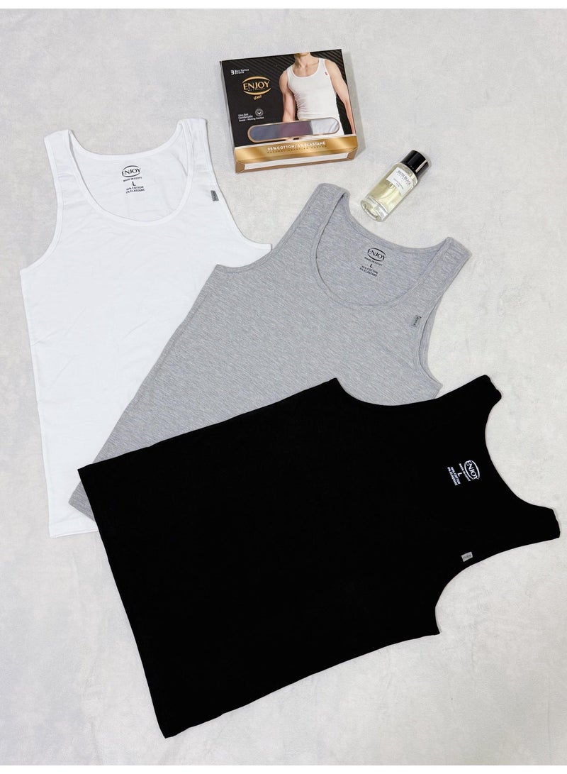 Enjoy Men's Cotton Underwear Set - 3 Pieces Undershirt - Image 3