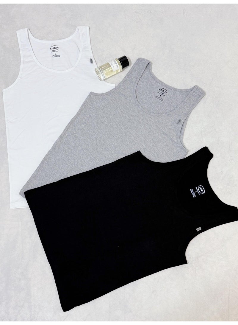 Enjoy Men's Cotton Underwear Set - 3 Pieces Undershirt - Image 2