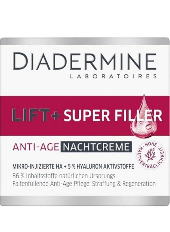 diadermine Lift + Superfiller Hyaluron Antiage Night Cream 1.76 Fl.Oz (50 Ml) - Image 1