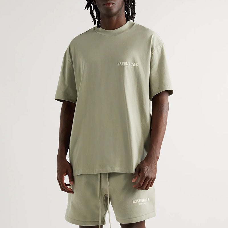 FOG MIKI Season 8 ESSENTIALS Flocking Letter Short-sleeved American T-shirt Loose Joker T-shirt Tide WHEAT