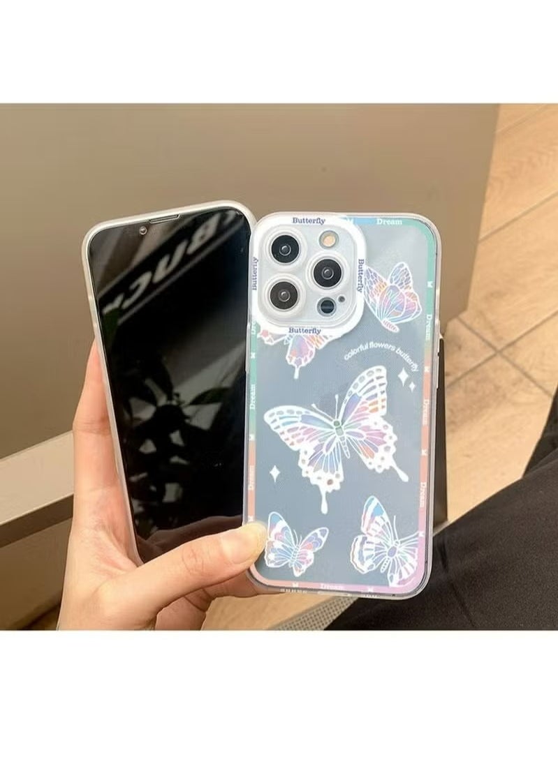 X-level Compatible with iPhone 15 Pro Max Case Cover for Women Girls Butterflies Slim Soft Border Hard Accessories with Anti-drops Anti-fingerprints Camera Shockproof Protection Clear Phone Back Cover  - Image 3