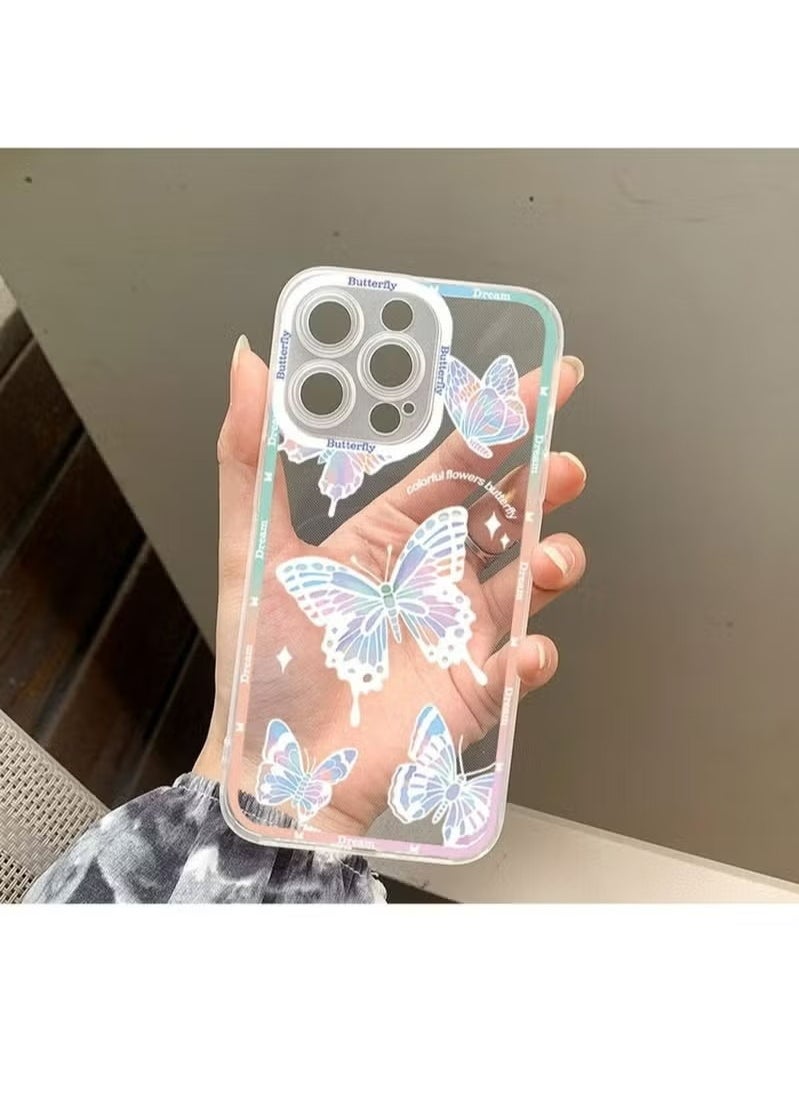 X-level Compatible with iPhone 15 Pro Max Case Cover for Women Girls Butterflies Slim Soft Border Hard Accessories with Anti-drops Anti-fingerprints Camera Shockproof Protection Clear Phone Back Cover  - Image 2