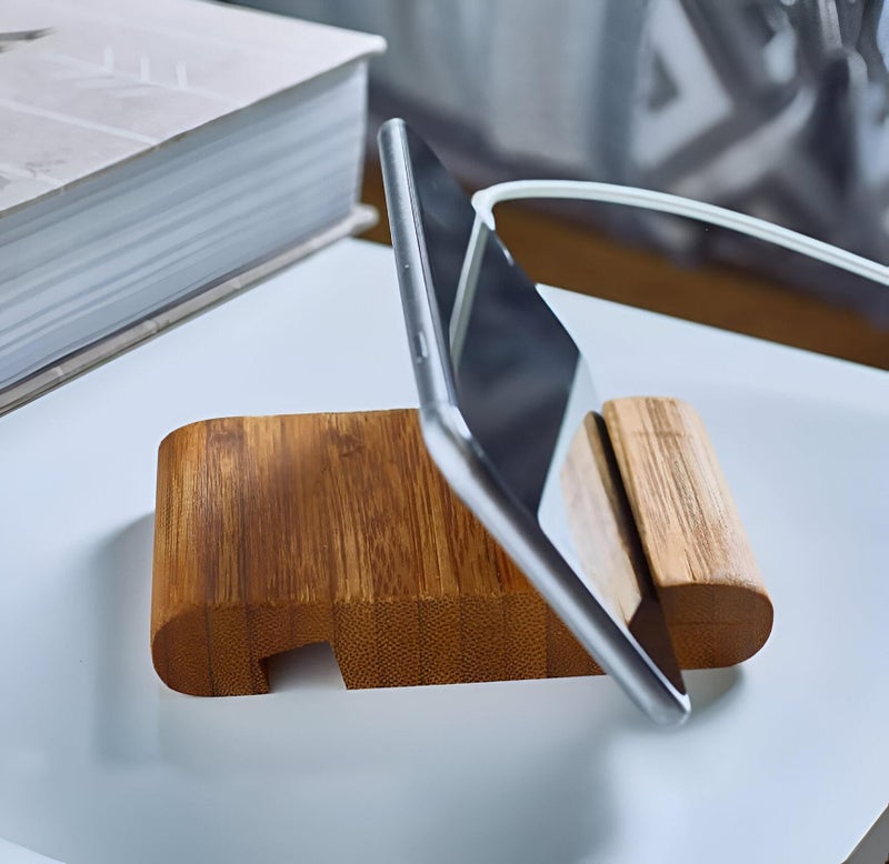 Dual Face Wood - Reversible, double-sided wooden phone stand designed for on-the-go use, bedside tables, and office desks. Supports portrait and landscape orientations with a secure grip. - Image 2
