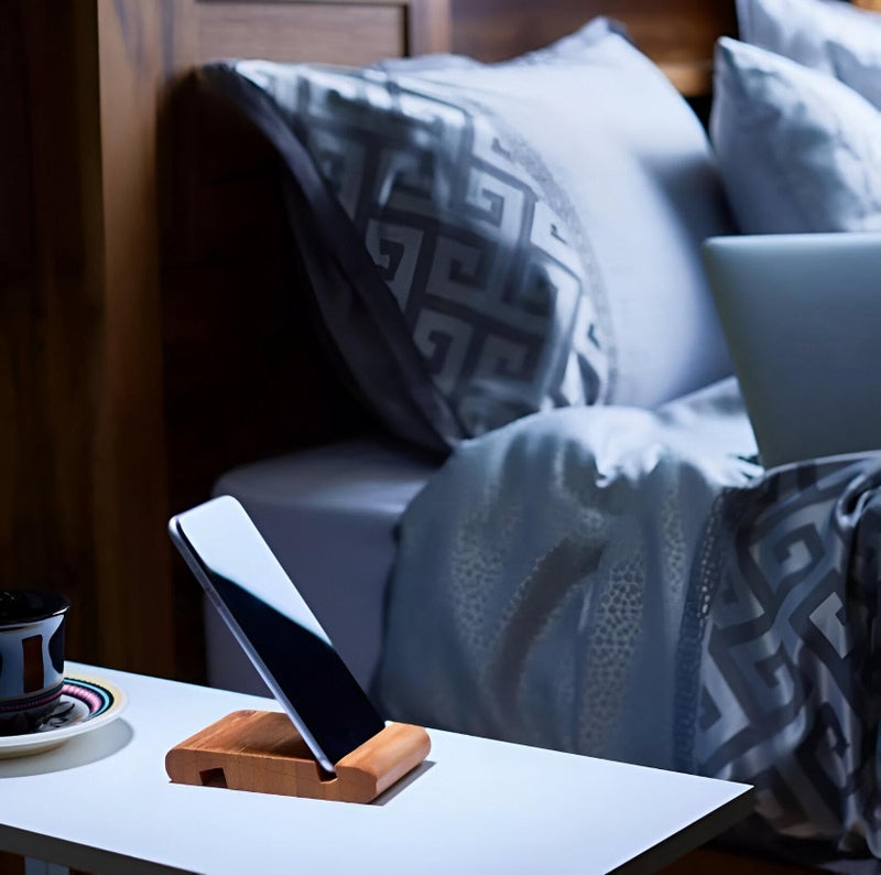 Dual Face Wood - Reversible, double-sided wooden phone stand designed for on-the-go use, bedside tables, and office desks. Supports portrait and landscape orientations with a secure grip. - Image 3