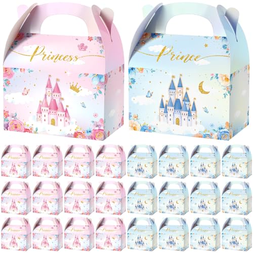 Nezyo Princess and Prince Treat Boxes - Pink & Blue Crown Cardboard Goodie Boxes for Boy Girl Birthday(12 Pcs,Prince and Princess) - Image 1