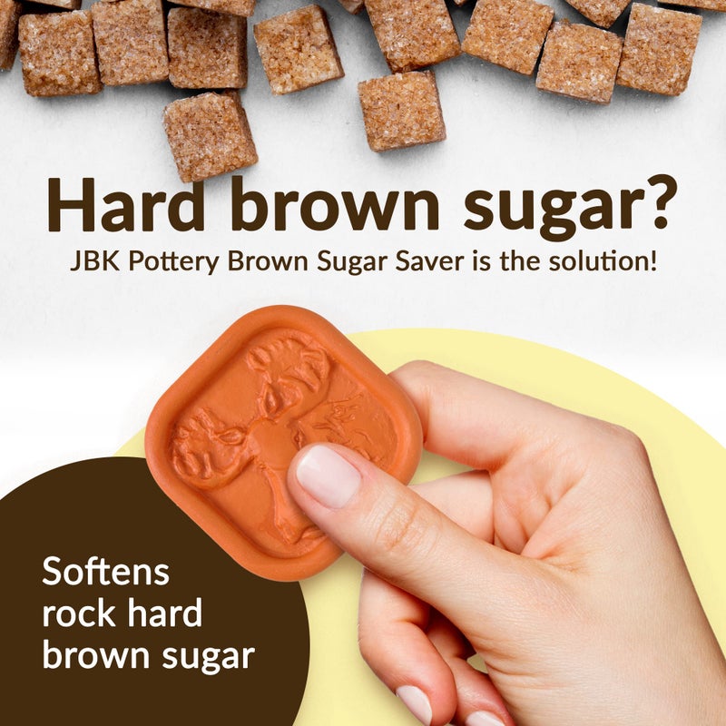 JBK Pottery حافظ سكر بني من تيرا كوتا - آمن للطعام لحفظ السكر للاستخدام طويل الأمد - مُلين سكر بني للبسكويت والفواكه المجففة والمارشميلو - تصميم موose - فخار JBK - Image 4