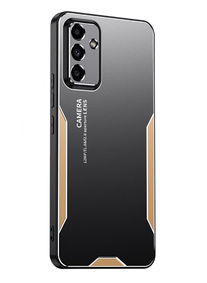 Color Fans For Samsung Galaxy A55 5G Cell Phone Case Matte Aluminium Alloy+TPU+PC Anti-fingerprint Back Shell - Gold  - Image 1