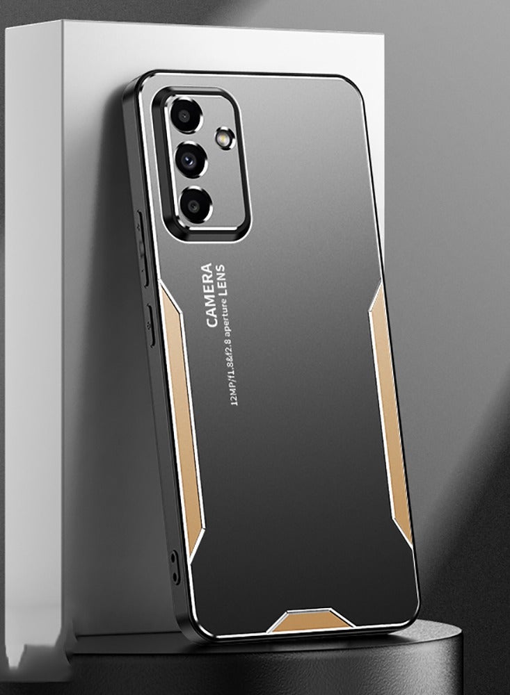 Color Fans For Samsung Galaxy A55 5G Cell Phone Case Matte Aluminium Alloy+TPU+PC Anti-fingerprint Back Shell - Gold  - Image 2