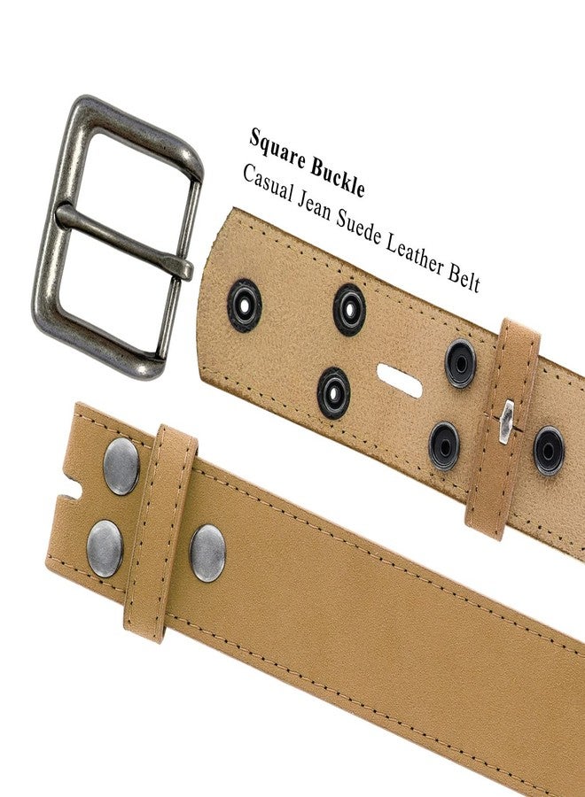 بيلتس.كوم حزام رجالي من الجلد المدبوغ ذو مشبك مربع، مناسب للارتداء اليومي، عرضه 1 1/2 بوصة (لون بني فاتح، مقاس 38) - Image 2