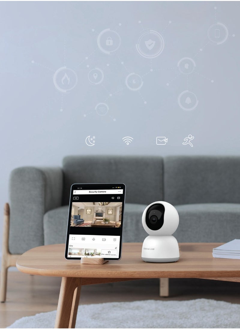 GREEN LION - Smart Home Camera 2 Megapixel Progressive / 2 WAY Audio Support / Motion Detection / Infrared Night Vision / Up To 10m IR Distance / 20 fps Frame Rate - White - Image 1