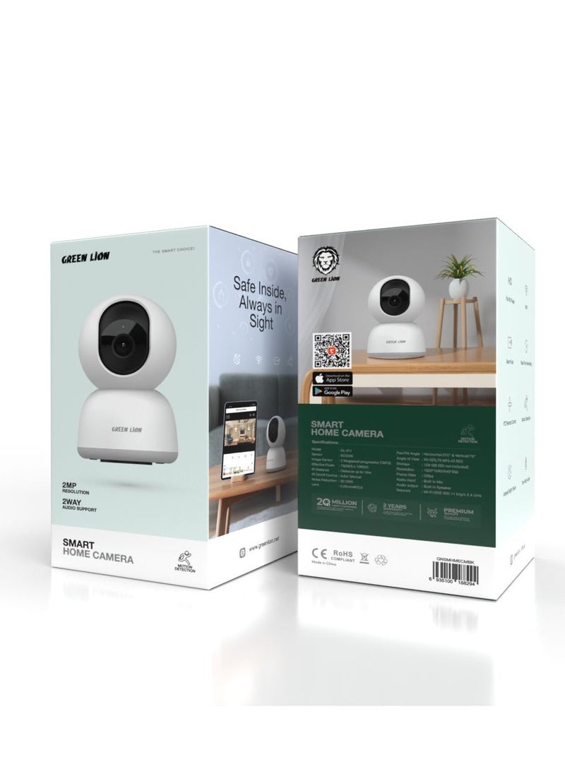GREEN LION - Smart Home Camera 2 Megapixel Progressive / 2 WAY Audio Support / Motion Detection / Infrared Night Vision / Up To 10m IR Distance / 20 fps Frame Rate - White - Image 1