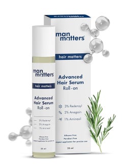 Man Matters Advanced Hair Growth Serum Roll On For Hair and Beard - With 3% Redensyl,2% Anagain,1% Aminexil and Rosemary Leaf Extract - Reactivates Hair Cells and Activates Beard Follicles - 25ml  - Image 1
