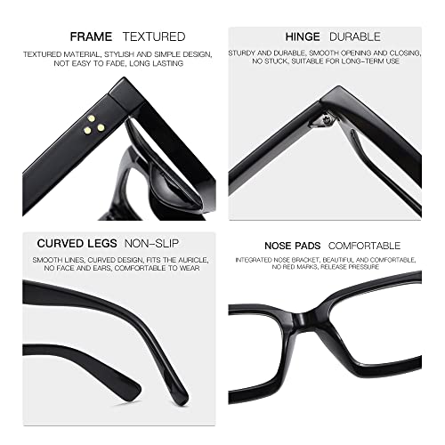 Kursan Classic Non Prescription Clear Lens Glasses for Women Men Thick Square Frame Eyeglasses (2 Pack Bright Black+Transparent) - Image 5