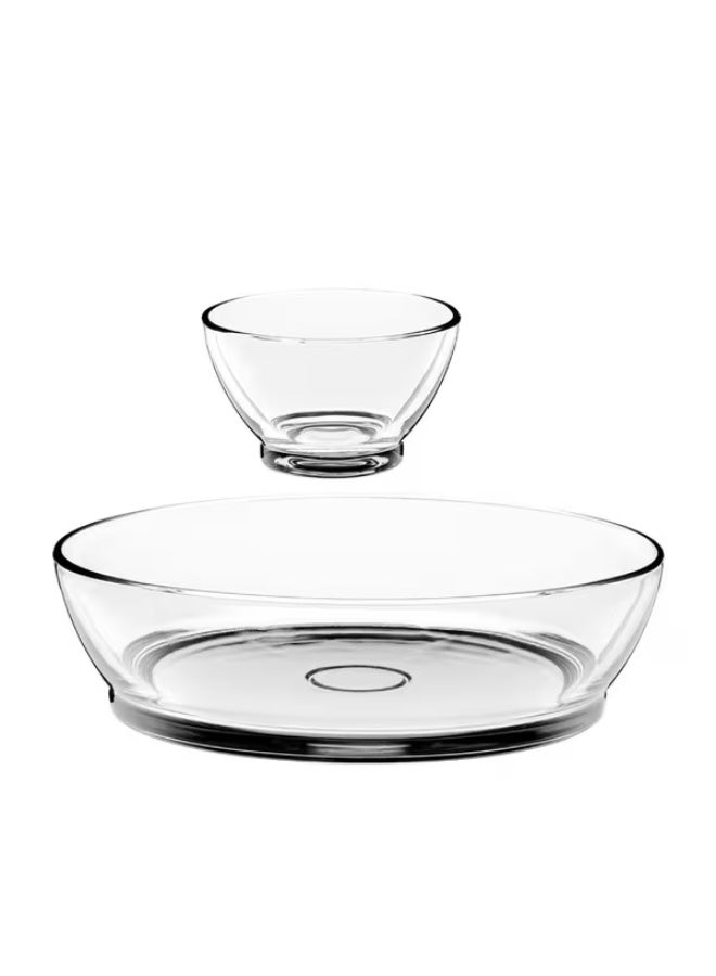 Anchor Hocking 2-Piece Whitman Dishwasher and Microwave Safe Glass Chip and Dip Bowl Clear - Image 2