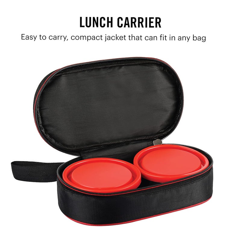 Cello CELLO Eco Bite Stainless Steel Lunch Box 2 Container with Jacket, Red | Microwave Safe & Leak Proof Containers | Full Meal and Easy to Carry  - Image 3
