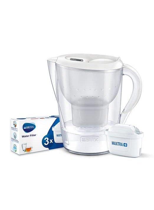 BRITA BRITA Marella XL German Made Water Filter Jug 3.5 L white| Powerful Filtration with MicroFlow Technology | Activated Micro Carbon (Quarterly Package-White)  - Image 1