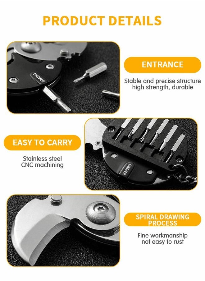 GROIC - Creativity Multifunction Keychain Knife, Foldable Coin Screwdriver, Convenient Folding Knife Outdoor Escape Mini Tools with Multifunction Screwdriver - Image 1