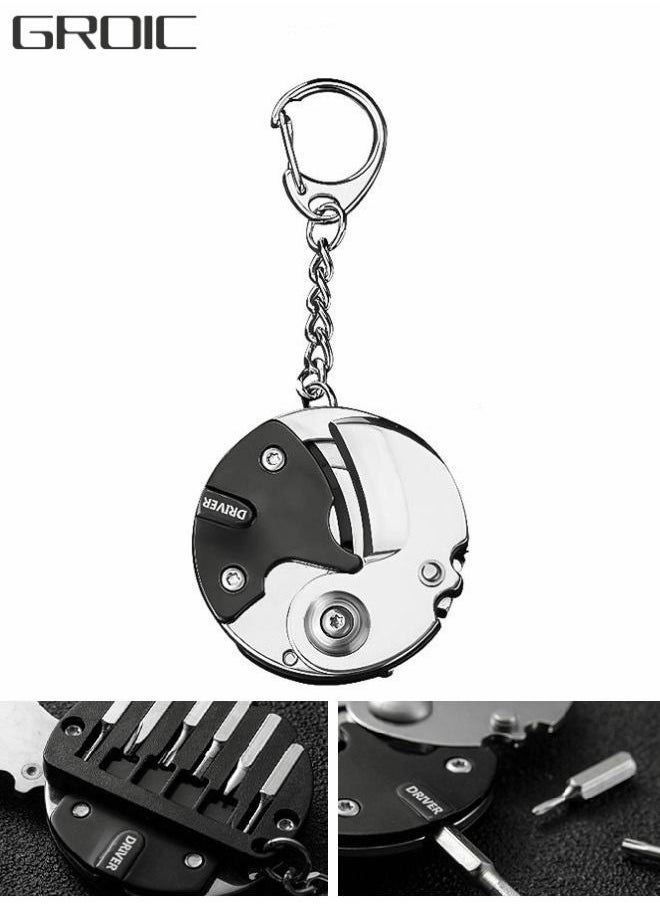 GROIC - Creativity Multifunction Keychain Knife, Foldable Coin Screwdriver, Convenient Folding Knife Outdoor Escape Mini Tools with Multifunction Screwdriver - Image 1
