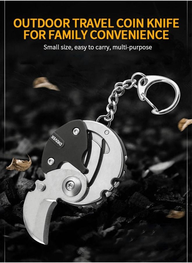 GROIC - Creativity Multifunction Keychain Knife, Foldable Coin Screwdriver, Convenient Folding Knife Outdoor Escape Mini Tools with Multifunction Screwdriver - Image 1