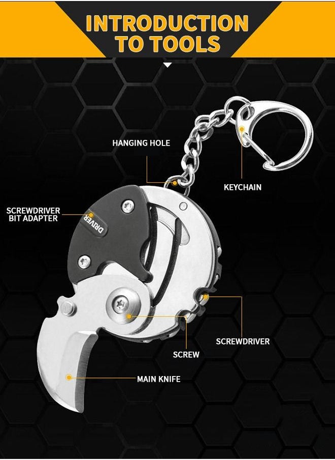 GROIC - Creativity Multifunction Keychain Knife, Foldable Coin Screwdriver, Convenient Folding Knife Outdoor Escape Mini Tools with Multifunction Screwdriver - Image 1
