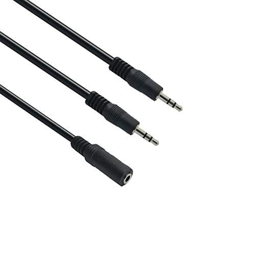 Ancable 3.5mm Stereo Female to 2-Male Y-Splitter Audio Cable 2M, 1/8" Female to 2 Dual 1/8" Male Aux Mic Splitter Jack Cable for Speaker, Headphones, PC, Laptop, Aluminum Connector - Image 2