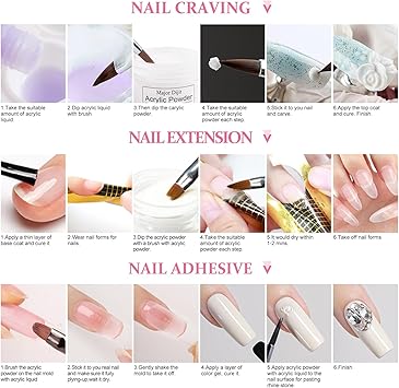 DOUBORQ Acrylic Nail Kit with Drill Set for Beginners with Everything 12 Color Acrylic Powder Nail Art Decoration Tools U V Nail Light Home Salon MT2030 - Image 5