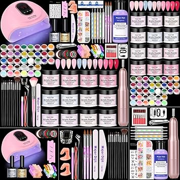 DOUBORQ Acrylic Nail Kit with Drill Set for Beginners with Everything 12 Color Acrylic Powder Nail Art Decoration Tools U V Nail Light Home Salon MT2030 - Image 1