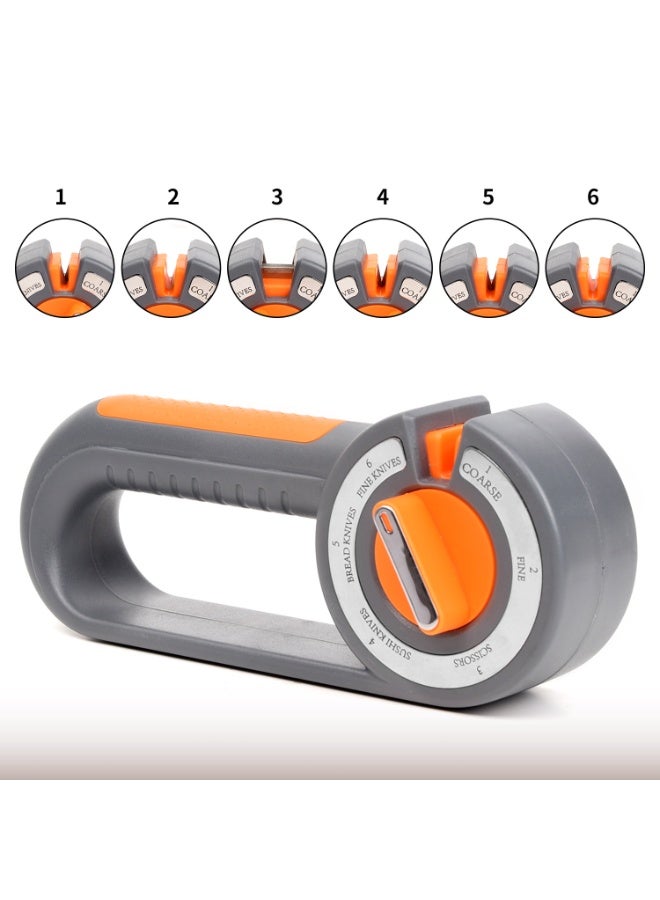 هومستر حادة سكين المطبخ ، أداة حادة السكين اليدوية 6 في 1 مع قضبان السيراميك الماس وأوراق الصلب التنغستن ، حادة سكين الطهي متعددة المراحل لاستخدام المطبخ المنزلي والمهني - Image 4