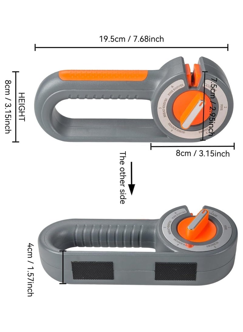 هومستر حادة سكين المطبخ ، أداة حادة السكين اليدوية 6 في 1 مع قضبان السيراميك الماس وأوراق الصلب التنغستن ، حادة سكين الطهي متعددة المراحل لاستخدام المطبخ المنزلي والمهني - Image 2