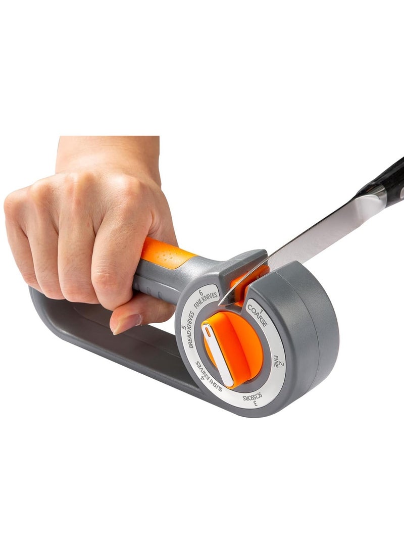 هومستر حادة سكين المطبخ ، أداة حادة السكين اليدوية 6 في 1 مع قضبان السيراميك الماس وأوراق الصلب التنغستن ، حادة سكين الطهي متعددة المراحل لاستخدام المطبخ المنزلي والمهني - Image 1