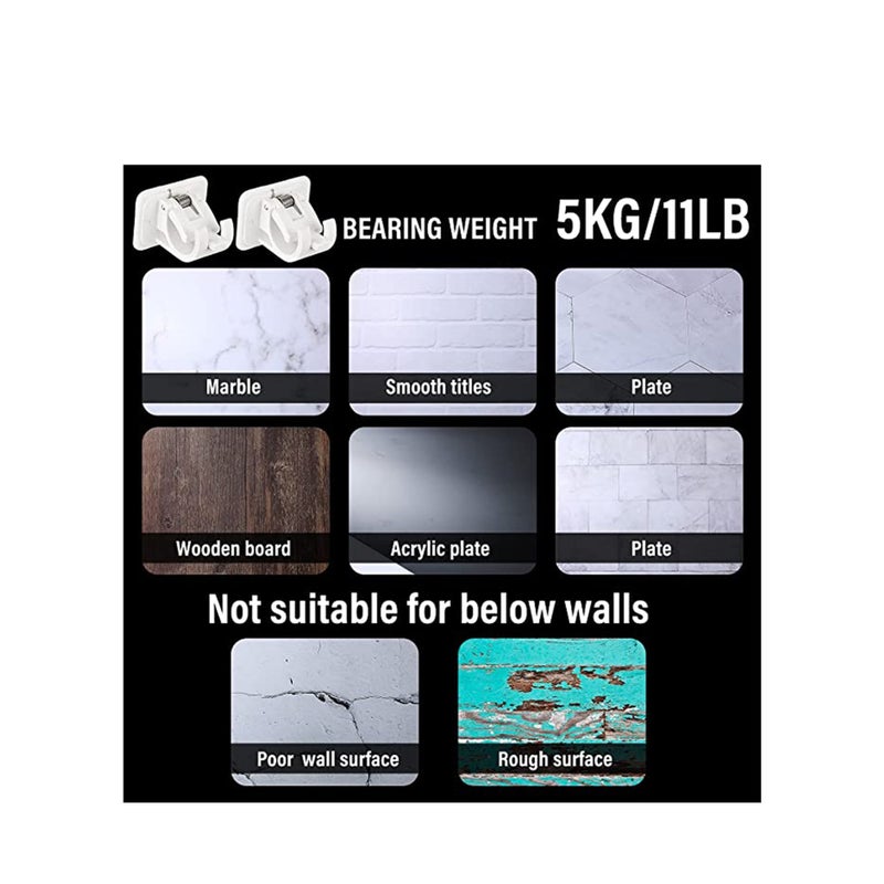 Zikra 8 Pieces Self Adhesive Curtain Rod Bracket Drapery Hook Holders Fixing Rod Holder Curtain Pole Wall Brackets Towel Rod Hooks for Home Bathroom and Hotel Use - Image 5