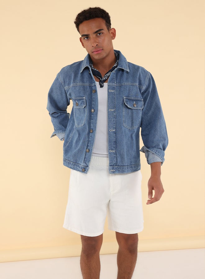 trendyol Blue Unisex Regular Denim Jacket - Image 2