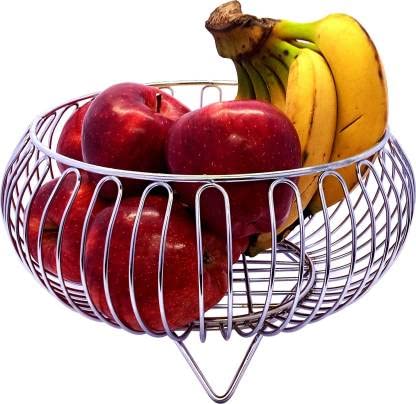 AMPEX Heavy Stainless Steel Vegetable and Fruit Bowl Basket Storage for Home Kitchen Dining Table Nickel Chrome Plated Silver 2625 x 2562 1499 AMPEX 01 - Image 1