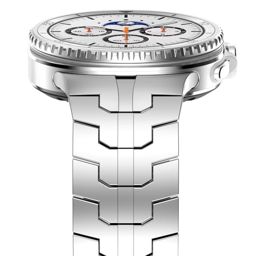 WINGLE Metal Bands for Galaxy Watch 8/8 Classic Band Samsung Galaxy Watch 8 Band 44mm 40mm 46mm Men Rugged Durable Armor Stainless Steel Strap Classy Elegant Casual Business Link Bracelet, Silver - Image 3