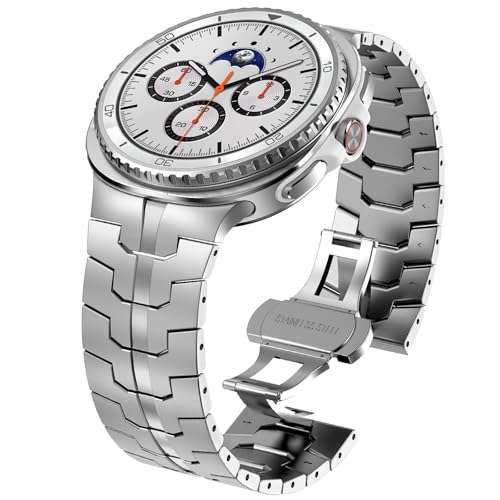 WINGLE Metal Bands for Galaxy Watch 8/8 Classic Band Samsung Galaxy Watch 8 Band 44mm 40mm 46mm Men Rugged Durable Armor Stainless Steel Strap Classy Elegant Casual Business Link Bracelet, Silver - Image 1