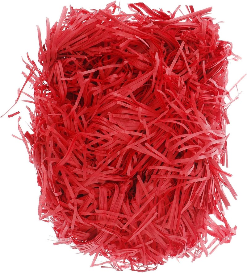 Red Dot Gift REDDOTGIFT® 100g Eco-friendly Raffia Paper Shreds - Red Crinkle Cut Filling for Gift Boxes - Image 1