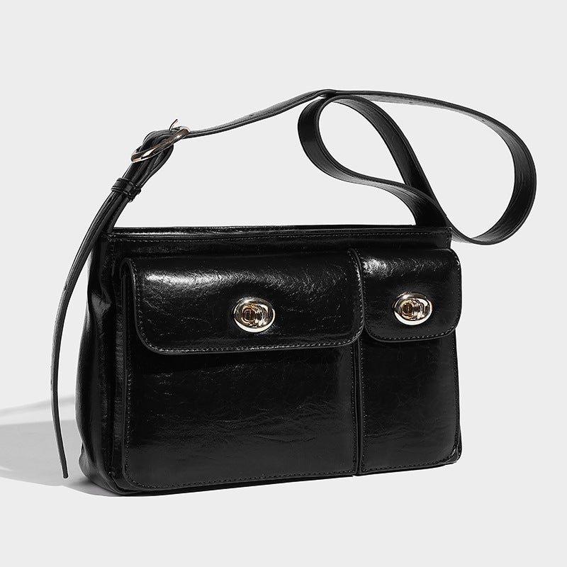 Buckle Bag Women'S Solid Color Texte Korean Style Women'S Western Style Shoulder Bag Texte Messenger Bag Crossbody Bag - Image 2