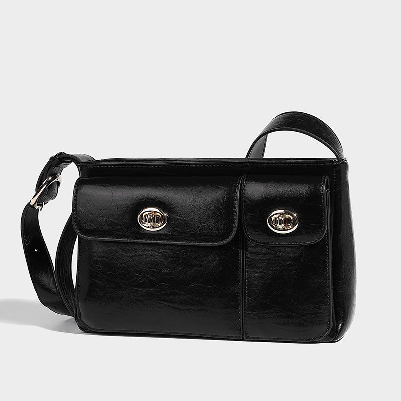 Buckle Bag Women'S Solid Color Texte Korean Style Women'S Western Style Shoulder Bag Texte Messenger Bag Crossbody Bag - Image 4
