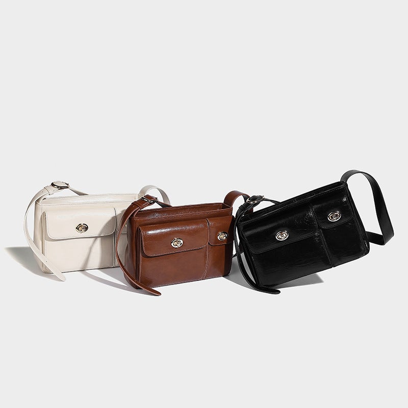 Buckle Bag Women'S Solid Color Texte Korean Style Women'S Western Style Shoulder Bag Texte Messenger Bag Crossbody Bag - Image 5