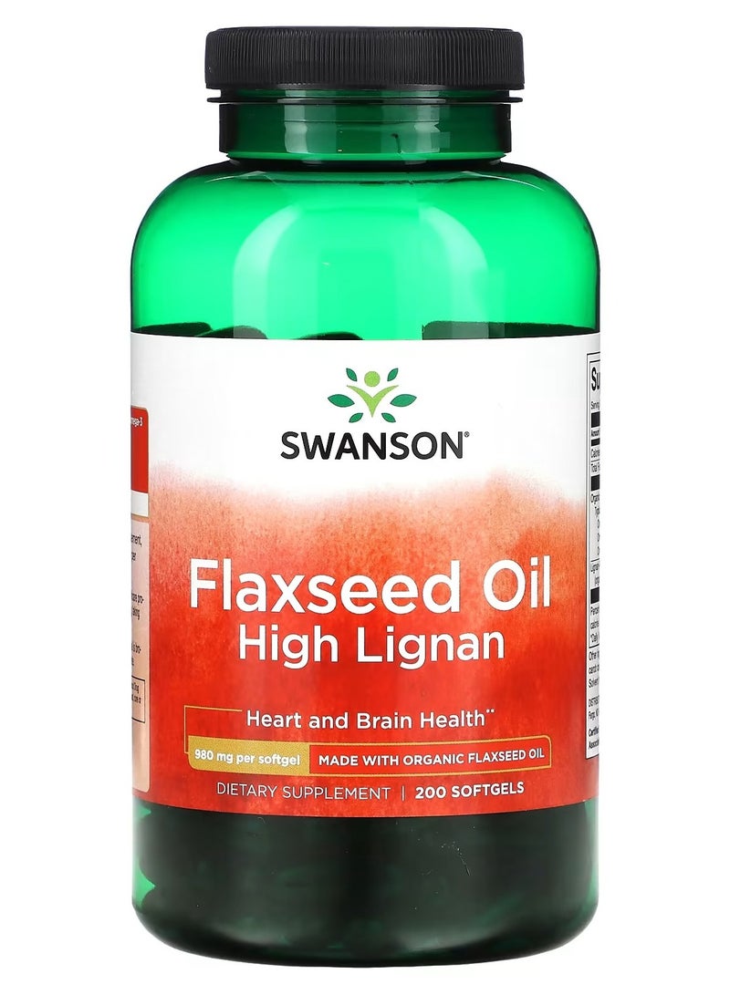 Swanson, Flaxseed Oil High Lignan, 980 mg, 200 Softgels