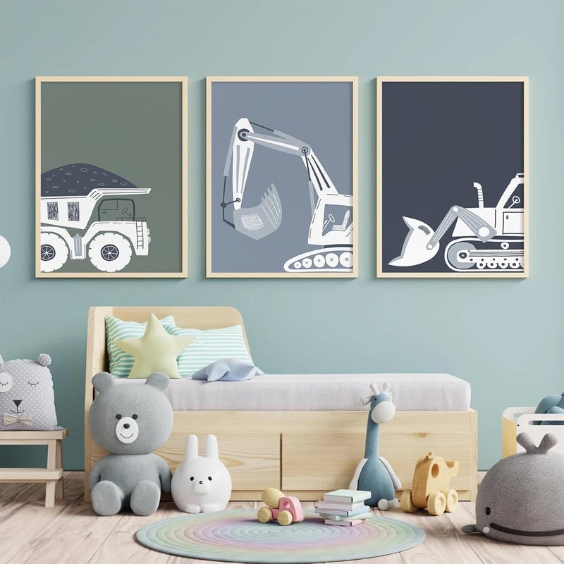 Youillne Construction Truck Wall Art Decor - Set of 3 - Image 3