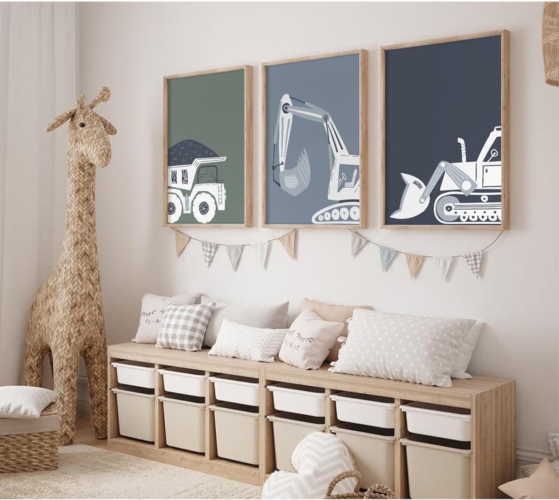Youillne Construction Truck Wall Art Decor - Set of 3 - Image 1