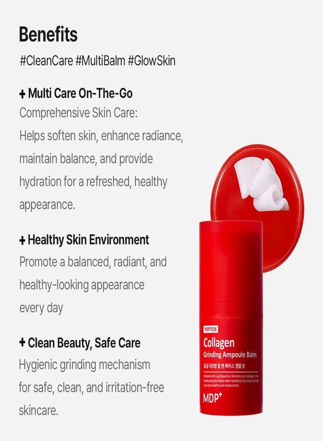 MDP+ RED LACTO COLLAGEN GRINDING FACE AMPOULE Multi Balm Stick, Vegan Lacto|0.49 oz/14 g, Wrinkle-Reducing, Brightening, Deep Skin Firming Care, 12hrs Long-lasting moisture - Image 3