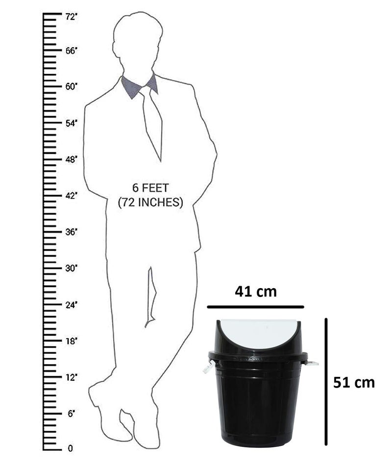 Kuber Industries Kuber Industries Plastic Swing Lid Garbage Waste Dustbin for Home, Office, Factory, 30 Litres, Large Size (Black) -CTKTC043178 - Image 5