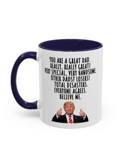 Generic Dad Birthday Gift, President Donald Trump Themed Gag Gift, Funny Trump Custom Word Coffee Mug, Blue Mug 