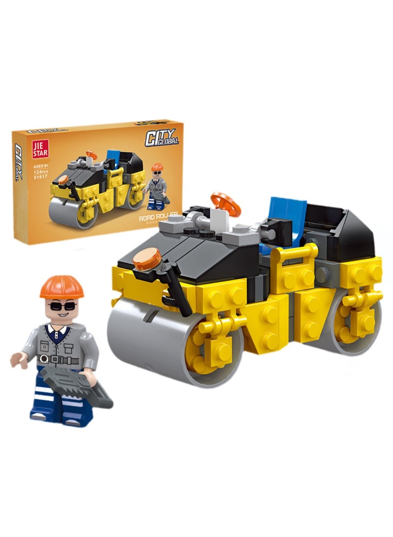 Children's Self-assembled Engineering Car Boy Small Building Block Toy Model(Boxed Roller 124PCS) - Image 1