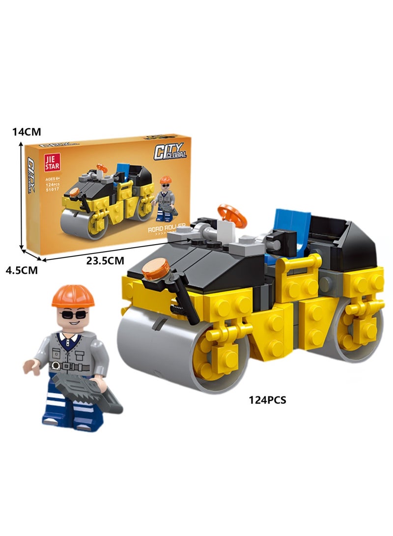Children's Self-assembled Engineering Car Boy Small Building Block Toy Model(Boxed Roller 124PCS) - Image 2