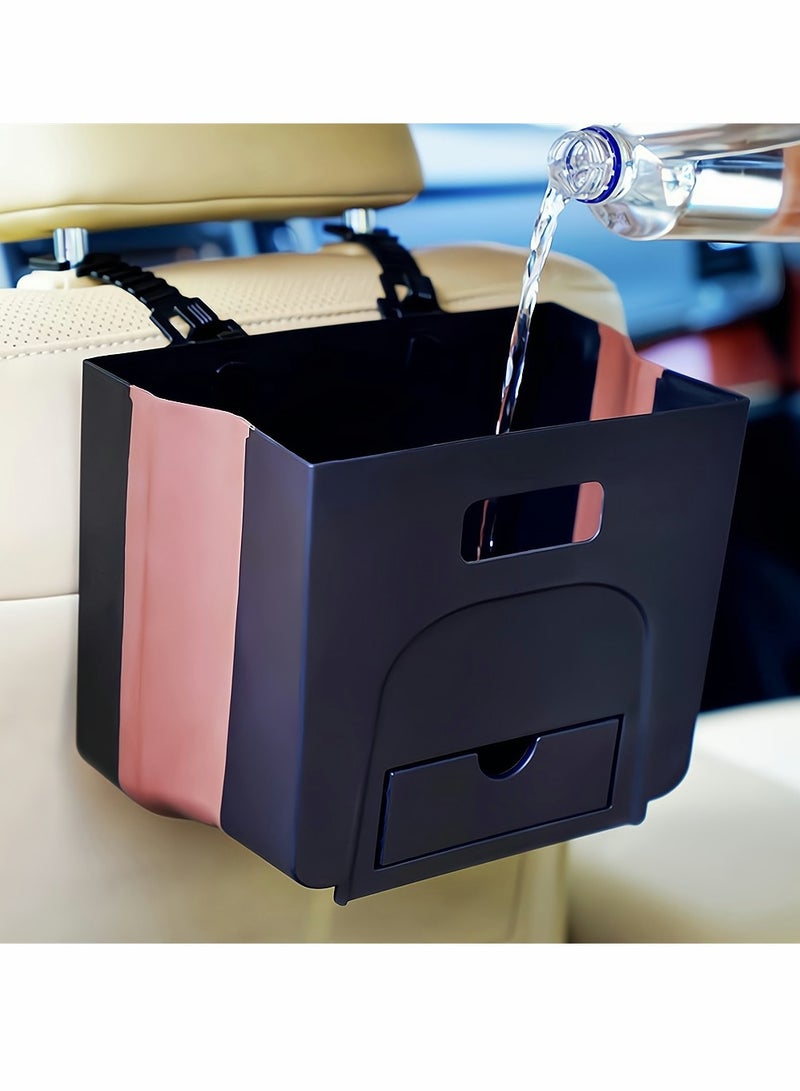Excefore Car Garbage Can, Hanging Car Trash Can, Collapsible Portable Waterproof Mini Trash Bin Small Car Organizer Holder Small Car Storage Pockets with Clip for Front Back Seat Accessories - Image 1