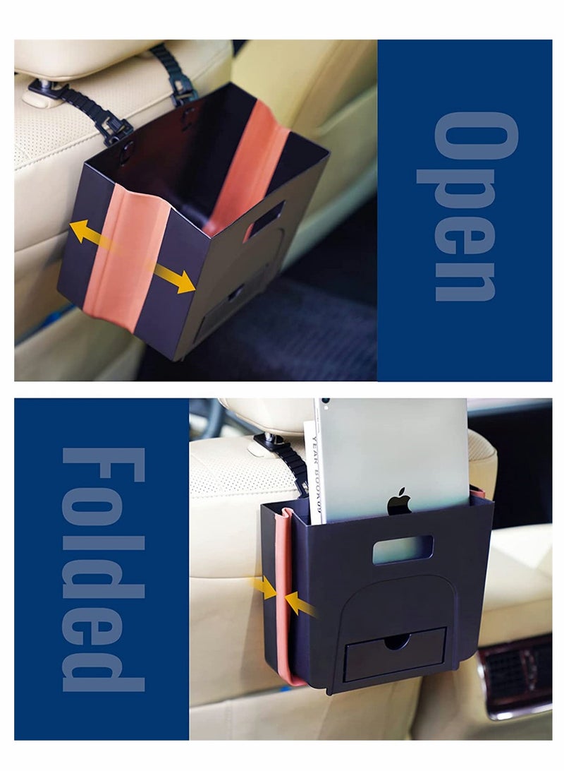 Excefore Car Garbage Can, Hanging Car Trash Can, Collapsible Portable Waterproof Mini Trash Bin Small Car Organizer Holder Small Car Storage Pockets with Clip for Front Back Seat Accessories - Image 3